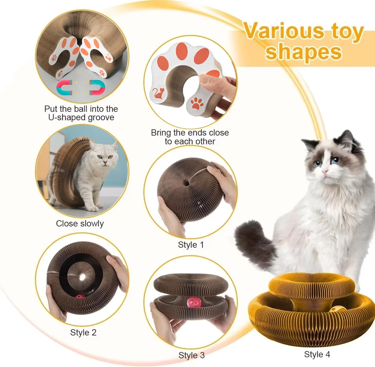 PawOrbit™ 3-in-1 Cat Scratcher & Play Ball Board