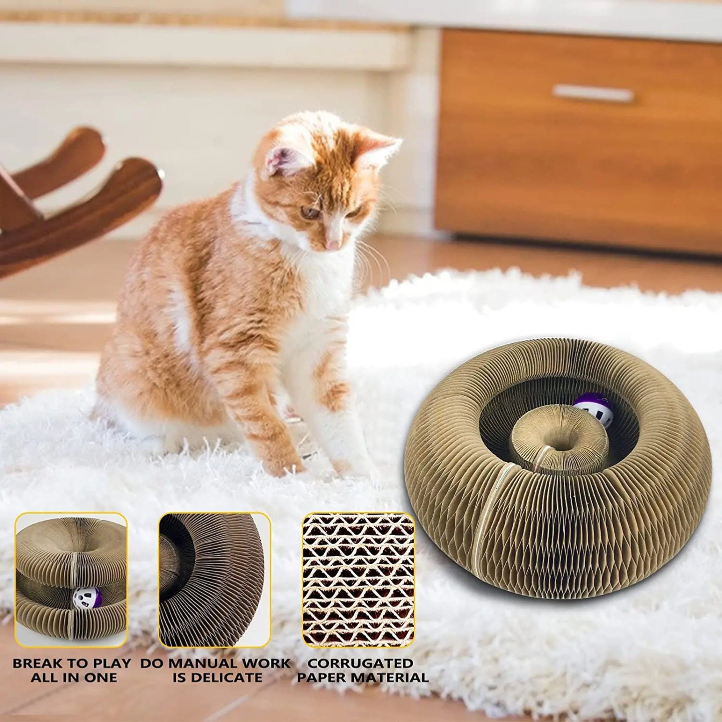 PawOrbit™ 3-in-1 Cat Scratcher & Play Ball Board